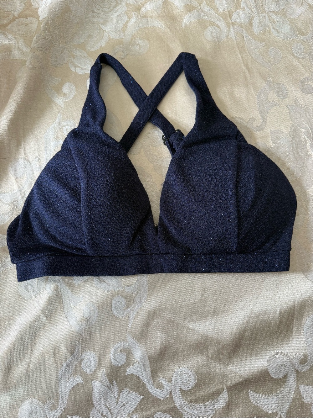 Cross-Back Padded Sports Bralette - Navy Sparkles